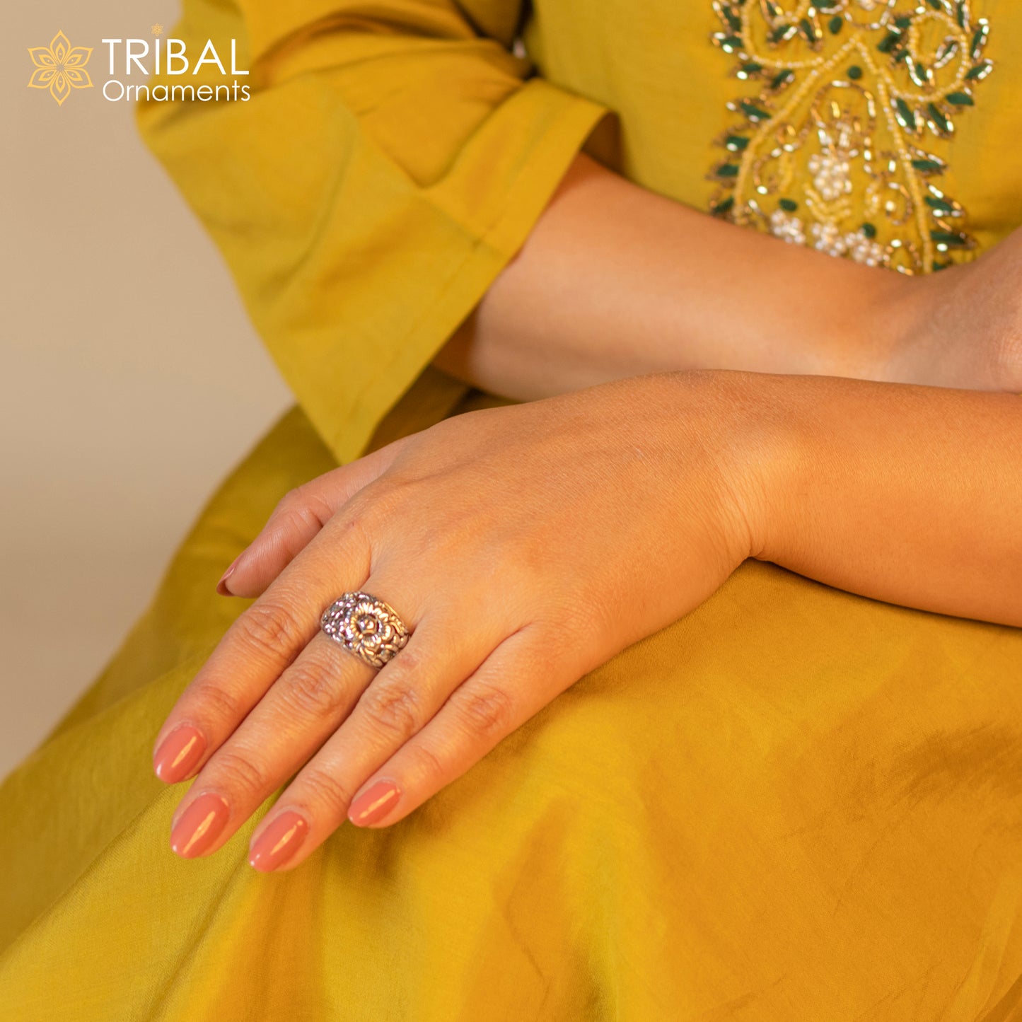 925 sterling silver stylish flower design ring Jewelry sr774 - TRIBAL ORNAMENTS