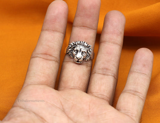 925 sterling silver Handmade lion face ring best men's ring band sr711 - TRIBAL ORNAMENTS