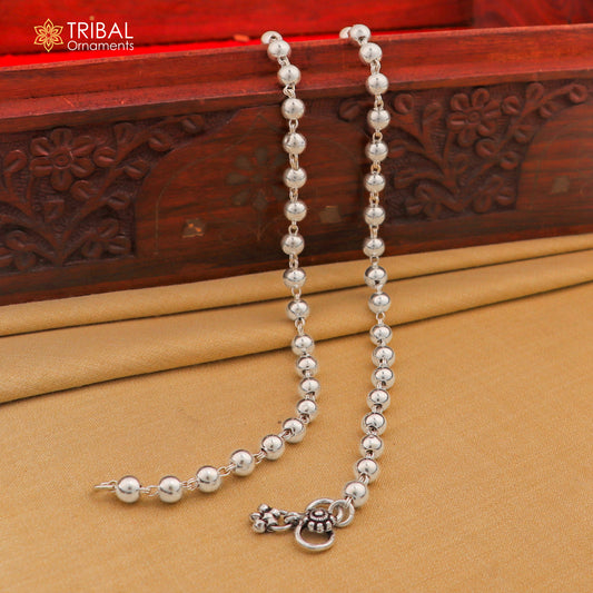 4.5mm 9"to 12" 925 sterling silver beaded/ball chain anklet bracelet amazing light weight delicate anklets belly dance silver jewelry ank537 - TRIBAL ORNAMENTS