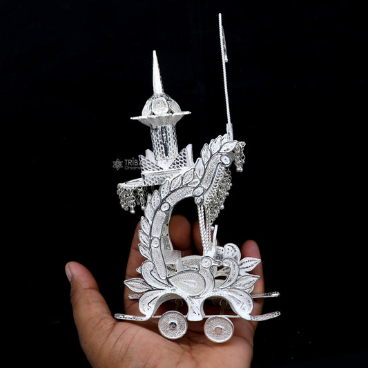 925 sterling silver lord Krishna rath/ silver horse cart for Laddu Gopala su1322 - TRIBAL ORNAMENTS