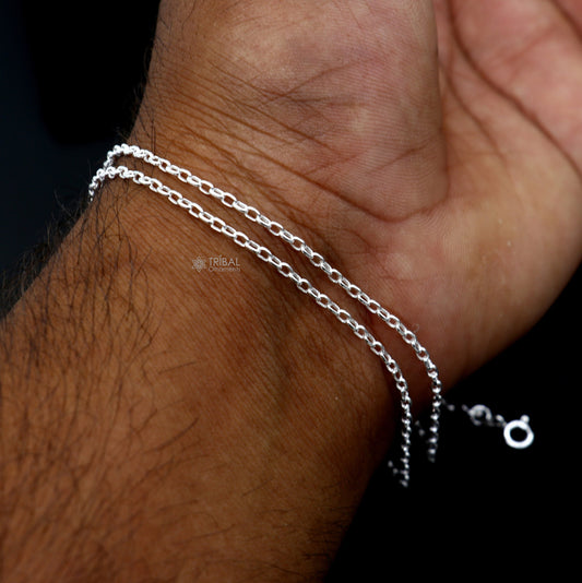 925 sterling silver kids' Rolo chain, 1.5mm wide, bright silver, trendy style for boys and girls, handmade jewelry by TRIBAL ORNAMENTS