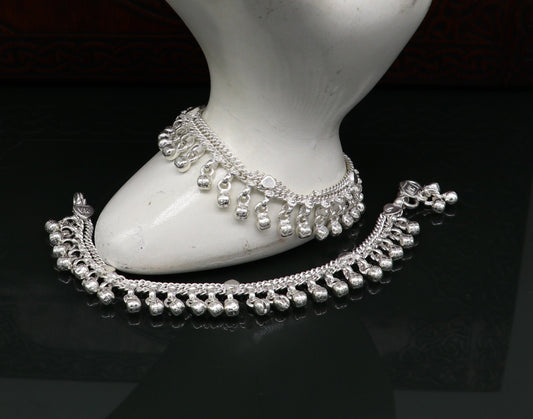5.5" inches Sterling silver handmade amazing silver chain ankle bracelet new born baby anklet noisy sound bells charm anklets jewelry ank300 - TRIBAL ORNAMENTS