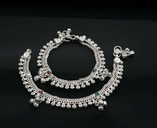 5" inch handmade solid sterling silver baby kids ankle bracelet unisex new born baby anklet foot bracelet customized charm bracelet ank388 - TRIBAL ORNAMENTS