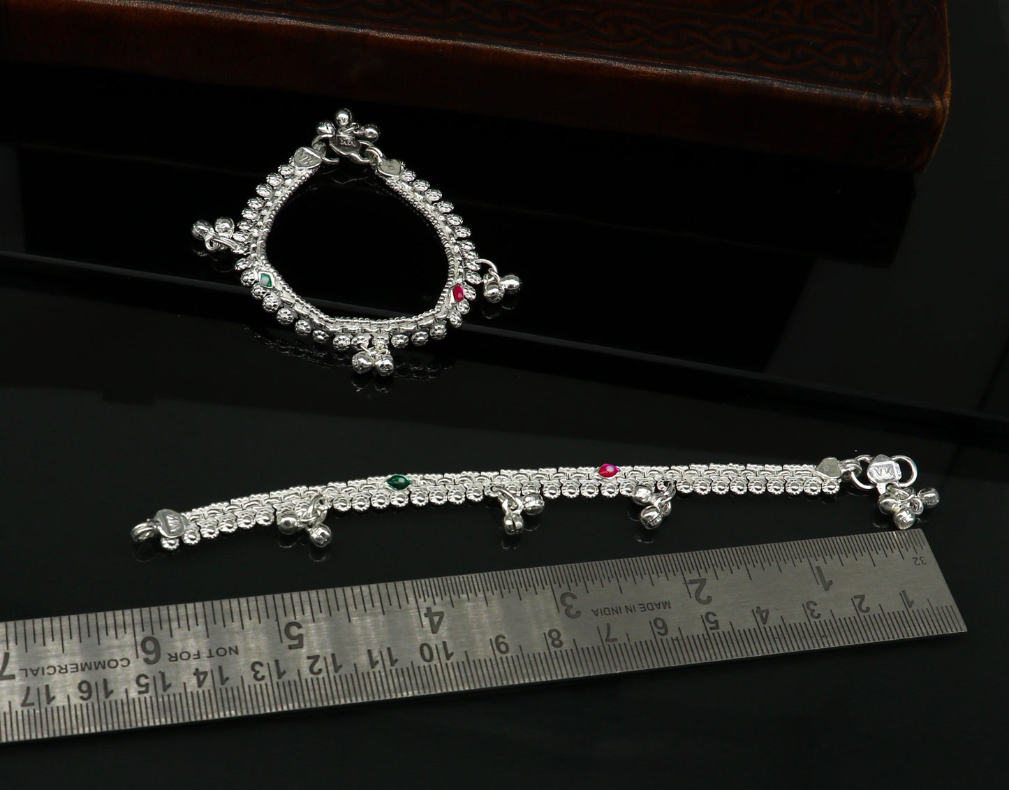 6" long Sterling silver handmade customized baby anklets, Best gifting baby anklets kids jewelry, new fancy jingling ankle bracelet ank265 - TRIBAL ORNAMENTS