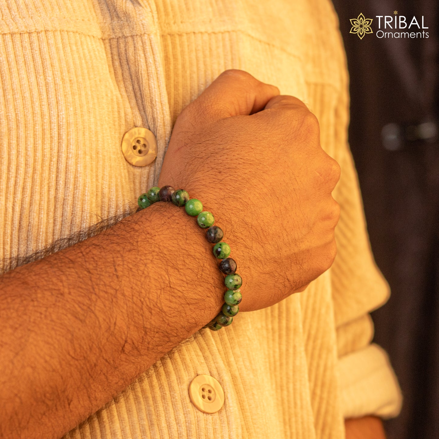 8 MM african turquoise natural stone handmade beaded bracelet, customized unisex Jewelry stnbr114 - TRIBAL ORNAMENTS