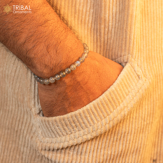 8 MM labradorite natural stone beaded handmade bracelet, customized unisex Jewelry, stnbr138 - TRIBAL ORNAMENTS