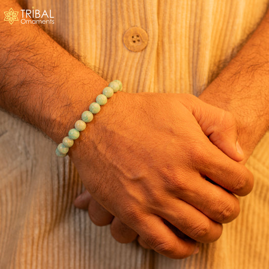 8 MM Morganite natural stone handmade beaded bracelet, customized unisex Jewelry stnbr113 - TRIBAL ORNAMENTS