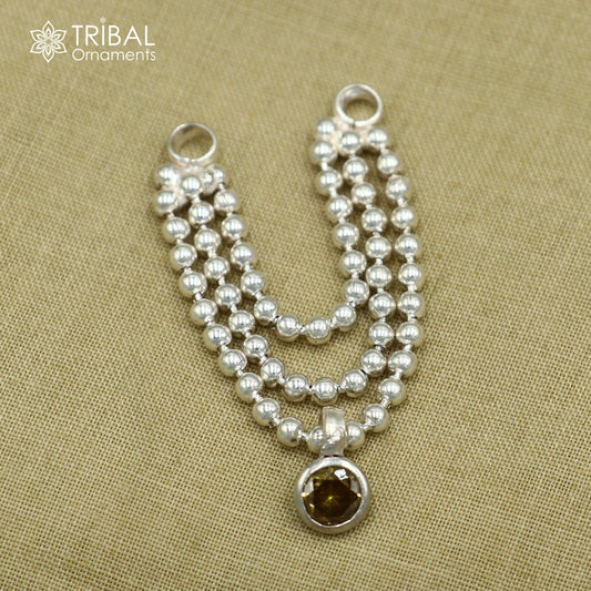 925 sterling silver 3 line beaded chain necklace for Lord Krishna Laddu Gopala jewelry set747 - TRIBAL ORNAMENTS