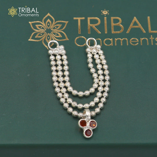 925 sterling silver 3 line beaded chain necklace for Lord Krishna Laddu Gopala jewelry set758 - TRIBAL ORNAMENTS