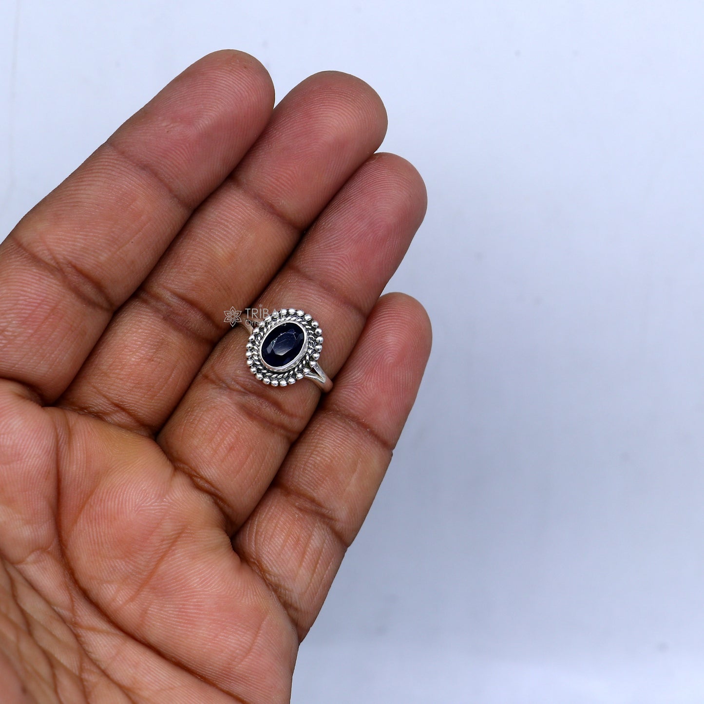 925 sterling silver black colour stone ring Jewelry sr732 - TRIBAL ORNAMENTS