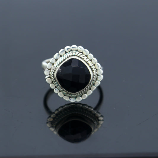 925 sterling silver black stone ring Jewelry sr724 - TRIBAL ORNAMENTS