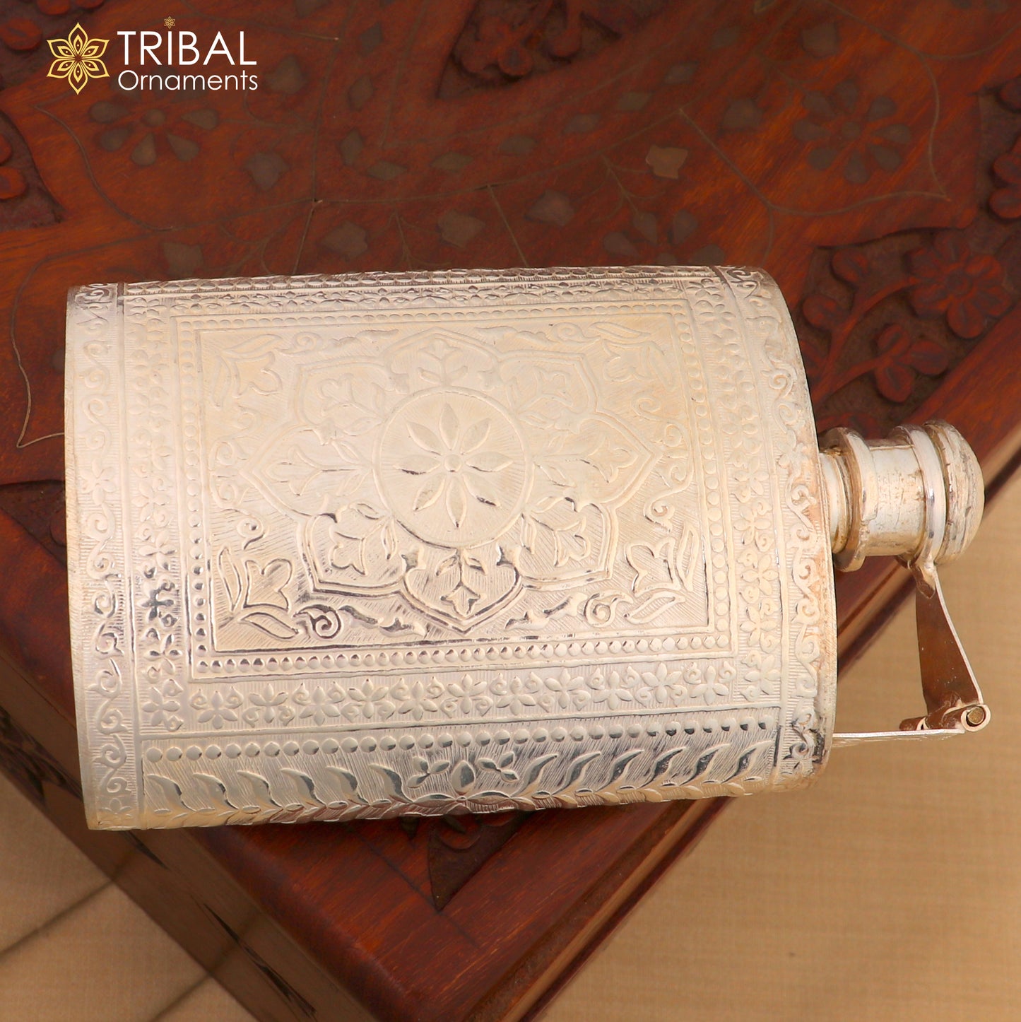 925 sterling silver customized design silver wine bottle, silver drink bottle, royal style silver article,utensil sv319 - TRIBAL ORNAMENTS