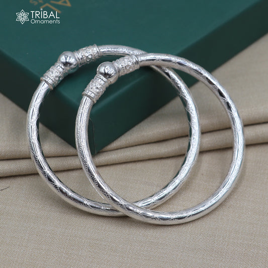 925 Sterling silver customized stylish ball design bangle kada tribal jewelry nba962 - TRIBAL ORNAMENTS