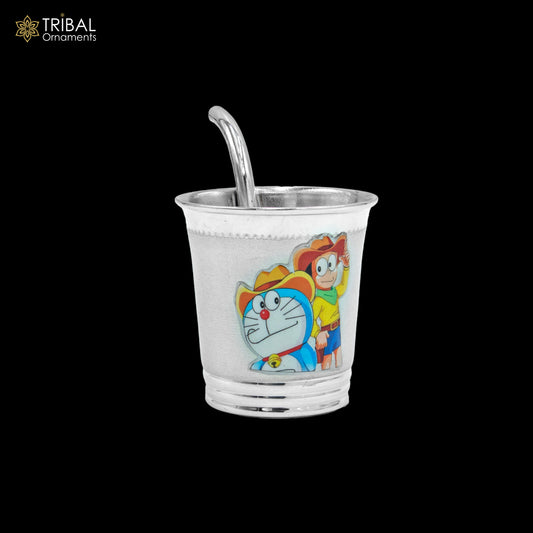 925 Sterling silver doorman cartoon design baby milk glass/ baby water glass/ best kids gifting article sv300 - TRIBAL ORNAMENTS