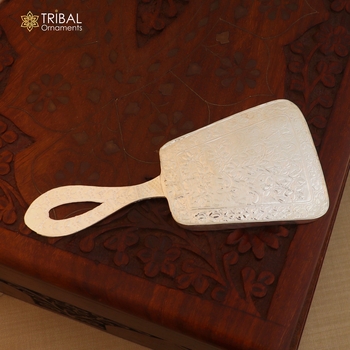 925 sterling silver fabulous vintage style mirror frame, amazing royal brides gifting article from india sf36 - TRIBAL ORNAMENTS