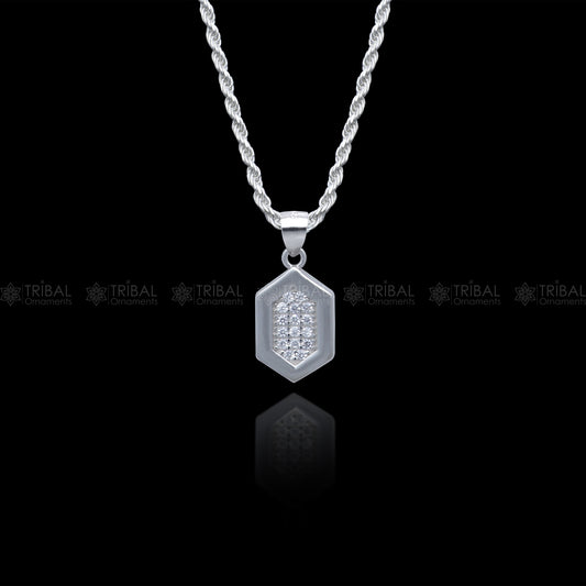 925 Sterling silver Fashionable diamond cubic zirconia stone pendant set nsp975 - TRIBAL ORNAMENTS