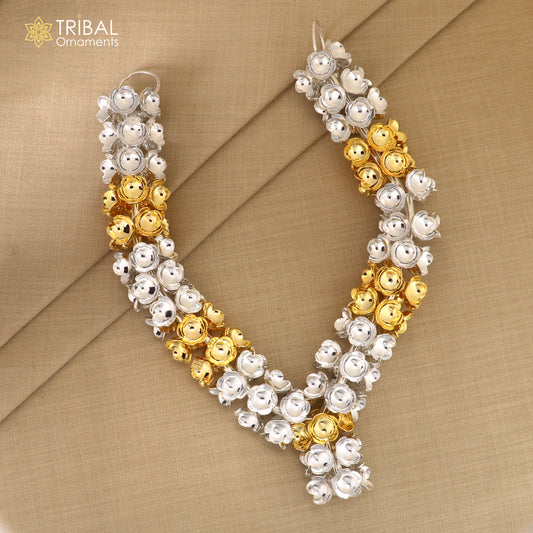 925 sterling silver flower design necklace for idols or god stautes jewelry set766 - TRIBAL ORNAMENTS