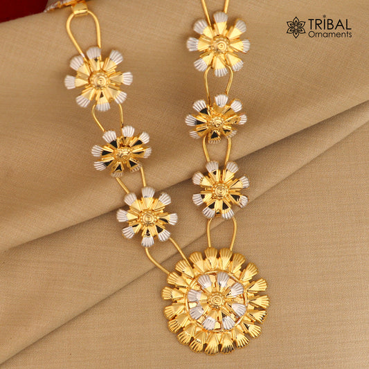 925 sterling silver flower design necklace for idols or god stautes / women's jewelry set770 - TRIBAL ORNAMENTS