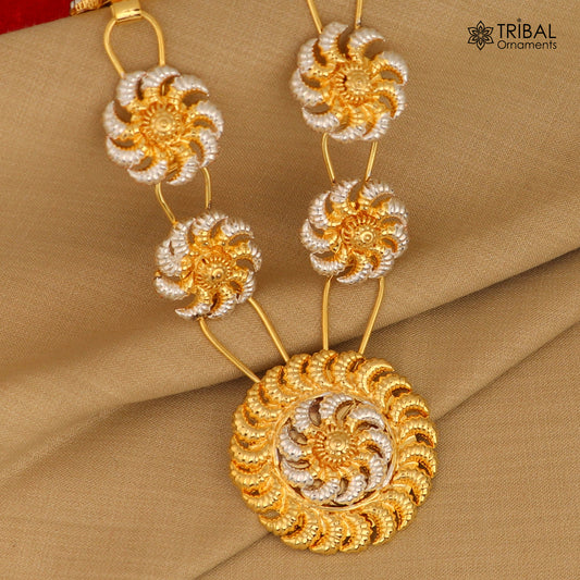 925 sterling silver flower design necklace for idols or god stautes / women's jewelry set771 - TRIBAL ORNAMENTS