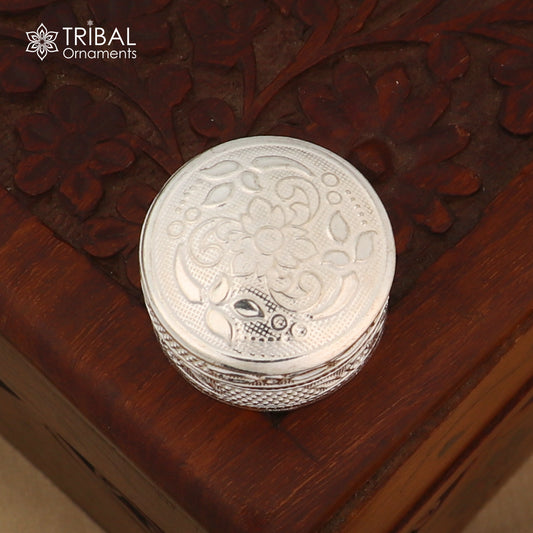 925 sterling silver flower design trinket, casket, Sindoor box brides jewelry stb886 - TRIBAL ORNAMENTS