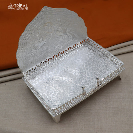 925 sterling silver God throne, God statue's stand chair singhasan, temple art puja chouki article art857 - TRIBAL ORNAMENTS