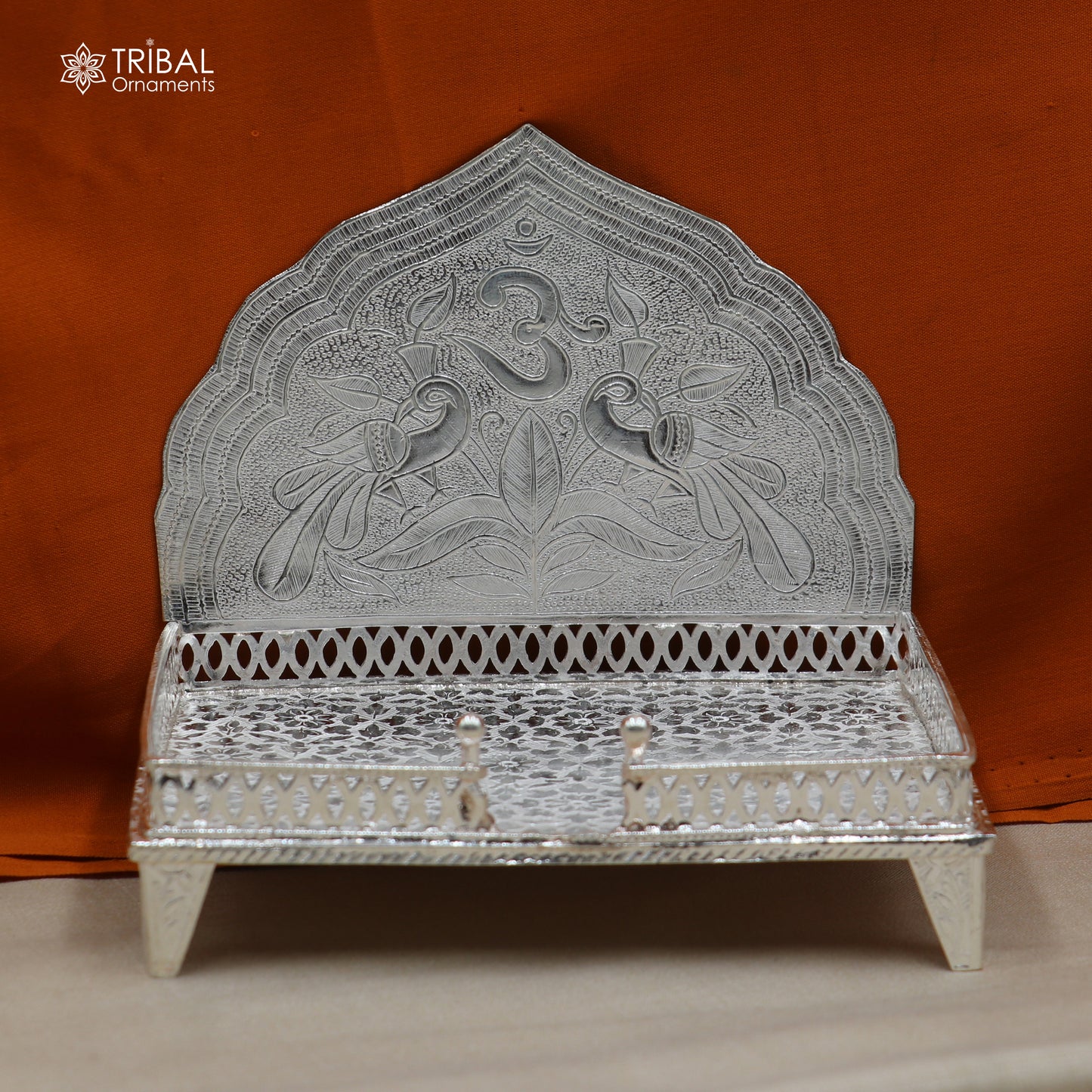 925 sterling silver God throne, God statue's stand chair singhasan, temple art puja chouki article art857 - TRIBAL ORNAMENTS