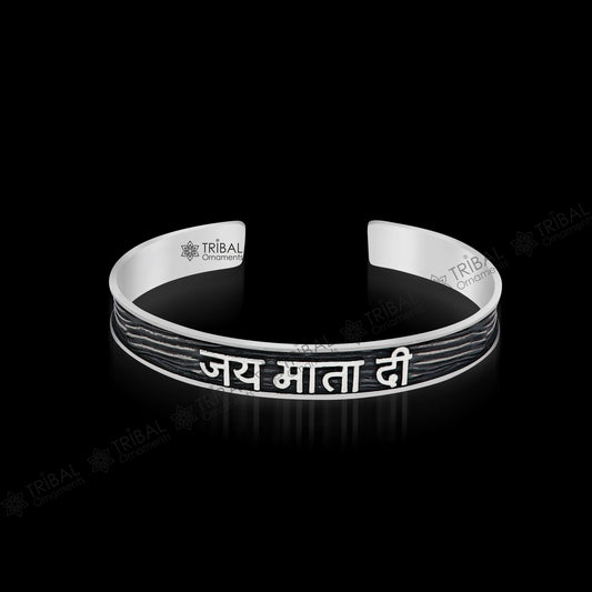925 Sterling silver Goddess mantra bracelet "JAI MATA DI "Adjustable cuff kada bangle for mens and girls cuff234 - TRIBAL ORNAMENTS