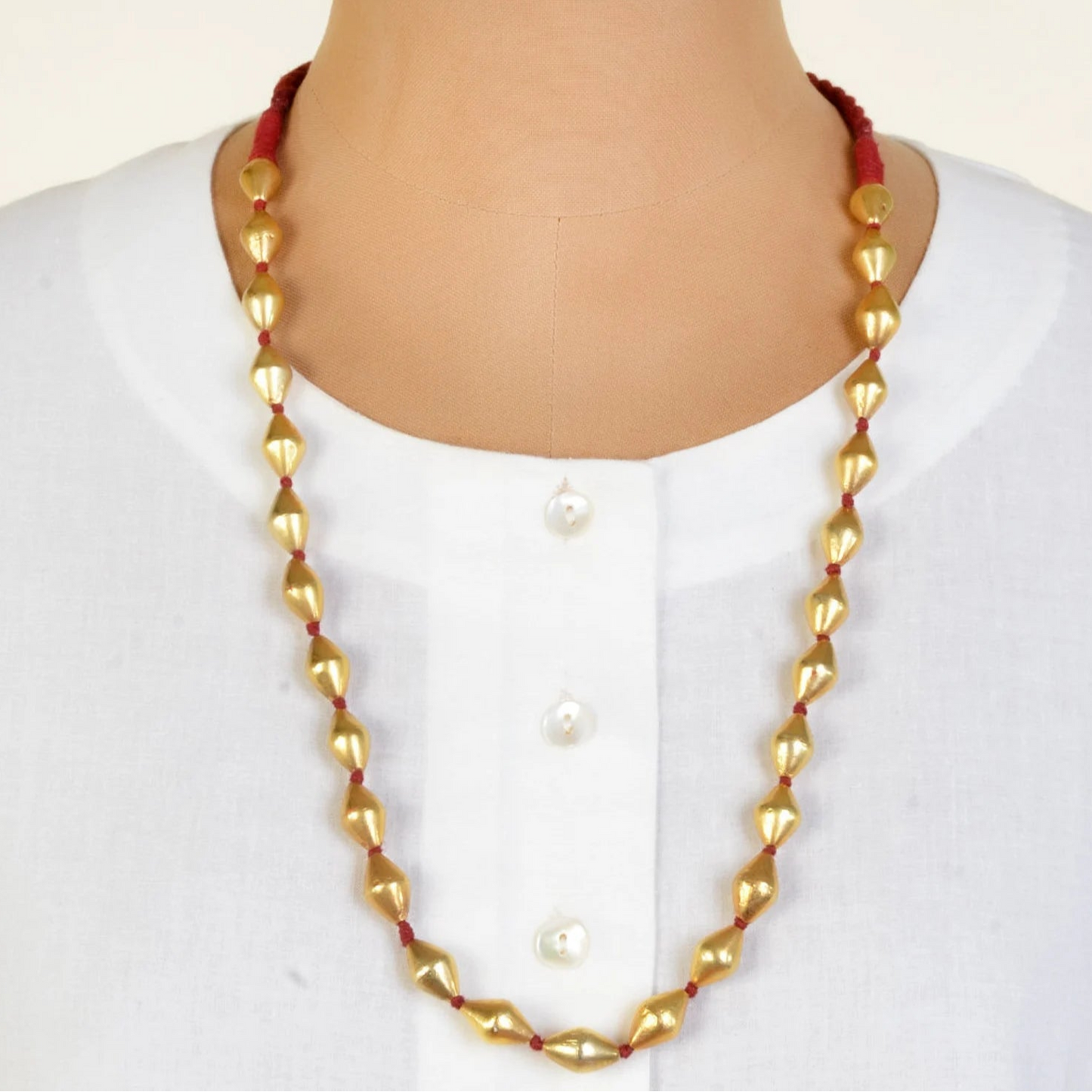 925 sterling silver Gold polished dholki beaded necklace,Dholki mala tribal jewelry set722 - TRIBAL ORNAMENTS