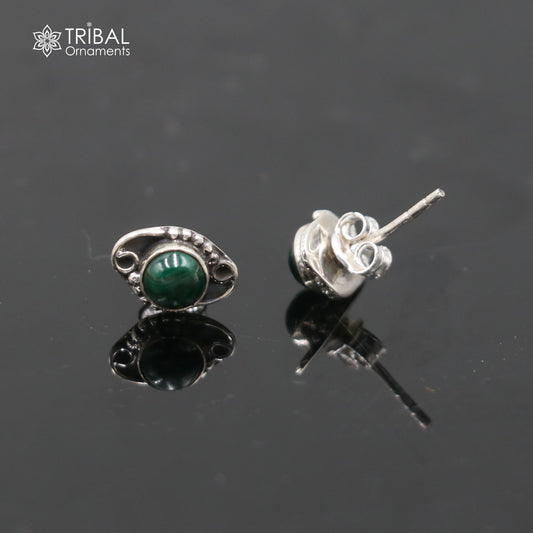 925 sterling silver gorgeous green onyx stone stud earring best unisex jewelry s1433 - TRIBAL ORNAMENTS