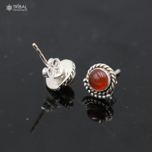 925 sterling silver gorgeous red carnelian stone stud earring best unisex jewelry s1430 - TRIBAL ORNAMENTS