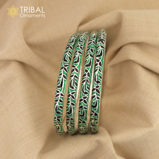 925 sterling silver handcrafted color enamel bangles bracelet, best brides jewelry vintage antique style wrist jewelry nba446 - TRIBAL ORNAMENTS