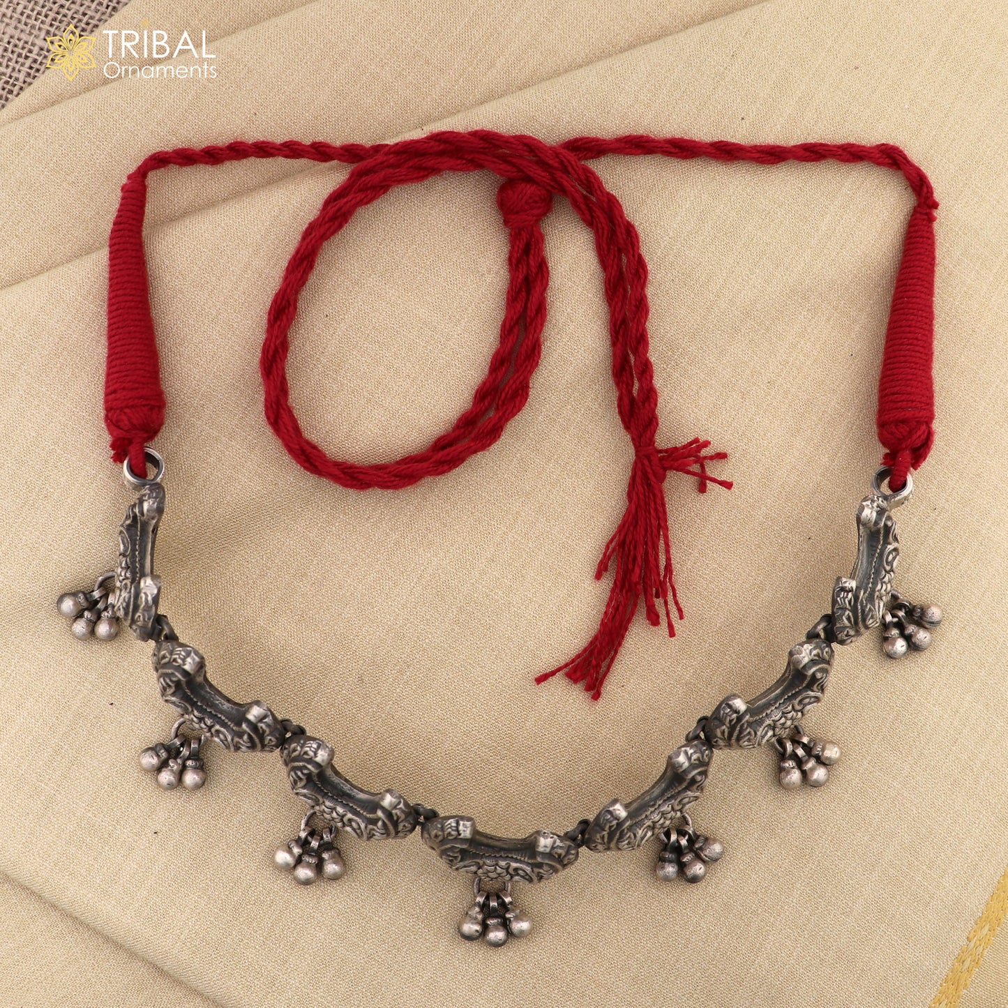 925 sterling silver handcrafted stylish design ethnic charm necklace tribal jewelry set735 - TRIBAL ORNAMENTS