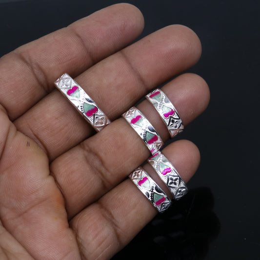 925 sterling silver handmade adjustable fabulous heart design toe ring tribal belly dance jewelry from India toer149 - TRIBAL ORNAMENTS