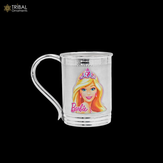 925 sterling silver handmade barbie design coffee cup or water milk cup tumbler, silver baby food flask, silver kids utensils gift sv298 - TRIBAL ORNAMENTS