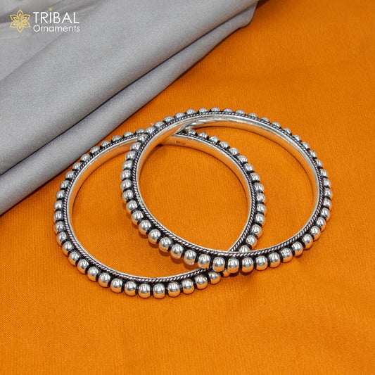 925 sterling silver handmade beaded bangle bracelet women jewelry ba441 - TRIBAL ORNAMENTS