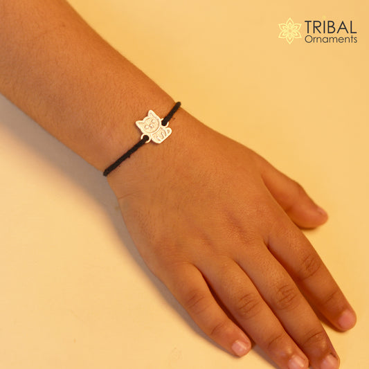 925 sterling silver handmade cat design nazarbattu unisex kids bracelet & baby/ girl's anklet nb101 - TRIBAL ORNAMENTS