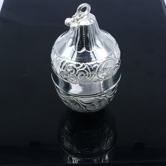 925 sterling silver handmade cultural silver coconut for puja or worshipping, Silver nariyal for diwali puja su1316 - TRIBAL ORNAMENTS