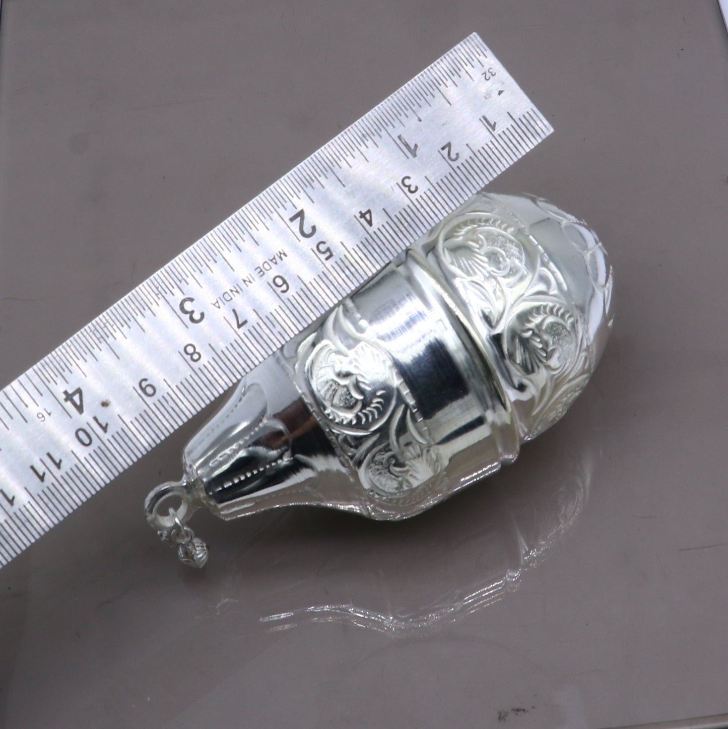 925 sterling silver handmade cultural silver coconut for puja or worshipping, Silver nariyal for diwali puja su1317 - TRIBAL ORNAMENTS