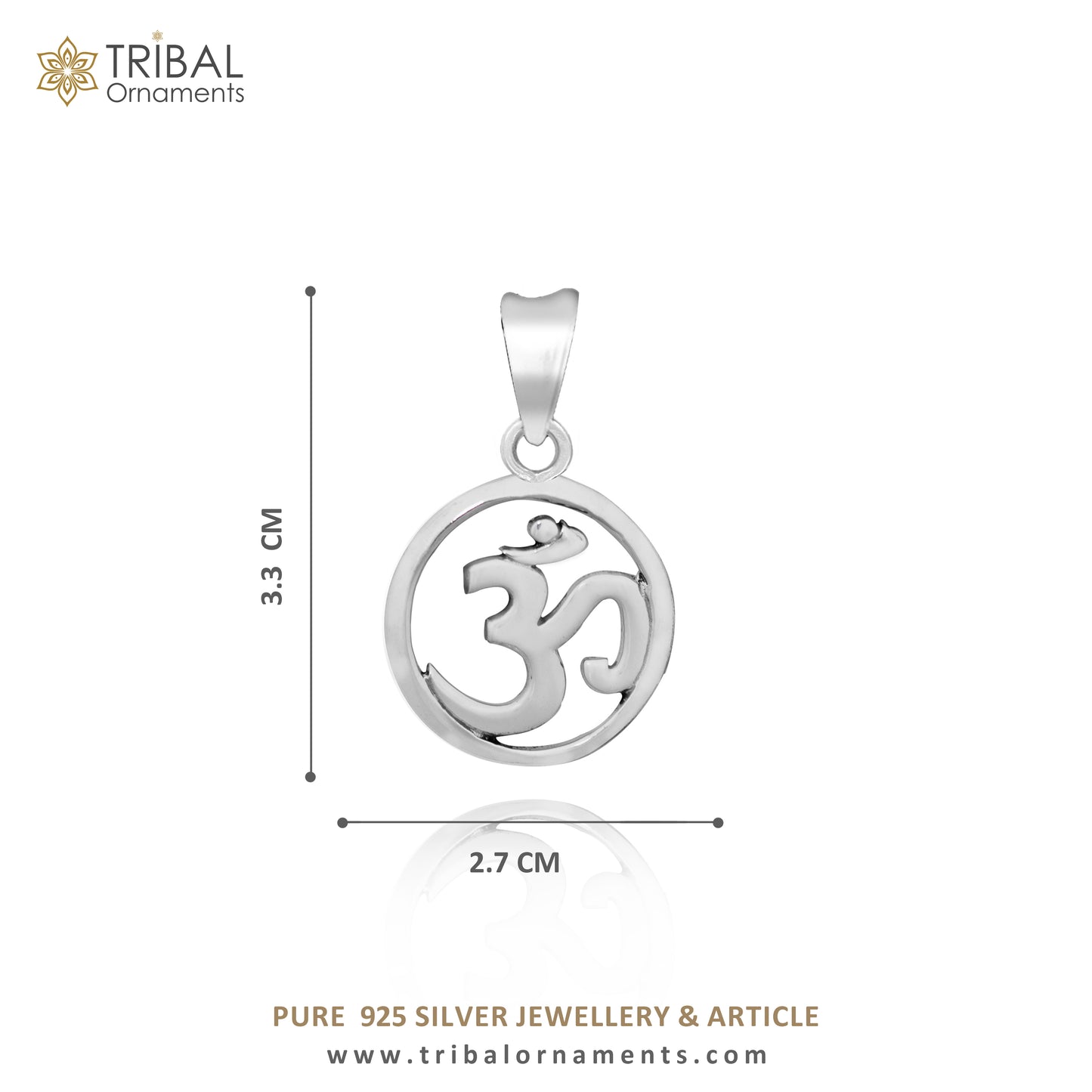 Sterling silver Hindu mantra OM pendant, unisex jewelry featuring the 'Aum' symbol, handmade tribal design.