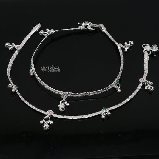 925 sterling silver handmade light anklets/amazing Ankle bracelet gifting belly dance ethnic jewelry ank649 - TRIBAL ORNAMENTS