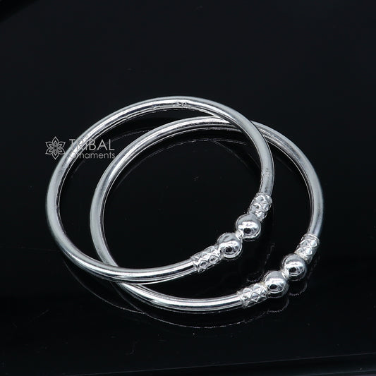 925 sterling silver handmade plain Ball design bangle bracelet kada jewelry, unique ball kada bangle for girls nba432 - TRIBAL ORNAMENTS
