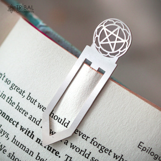 925 Sterling silver handmade silver star design clip bookmark customized jewellery su1336 - TRIBAL ORNAMENTS