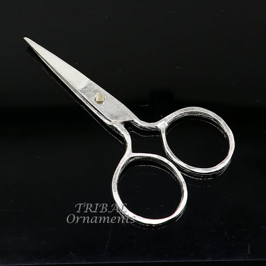 925 sterling silver handmade solid scissor, amazing unique silver tools for gifting to idols or puja articles su992 - TRIBAL ORNAMENTS