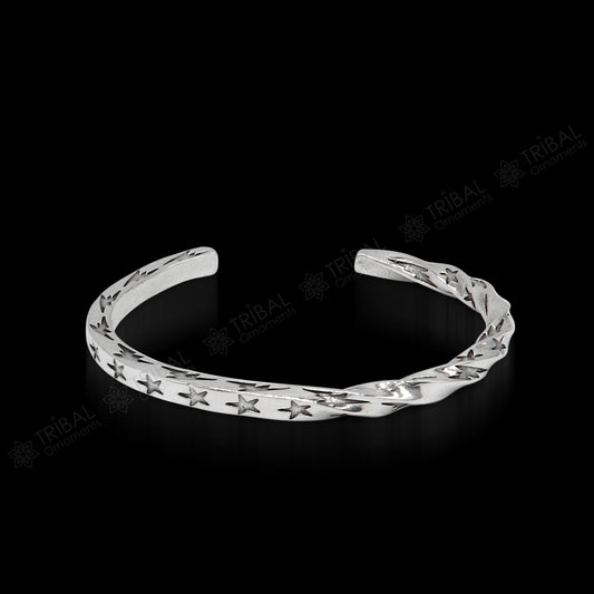 925 sterling silver handmade Unique twisting design fashion kada cuff bracelet, cuff kada unsex gifting jewelry solid silver kada cuff156 - TRIBAL ORNAMENTS