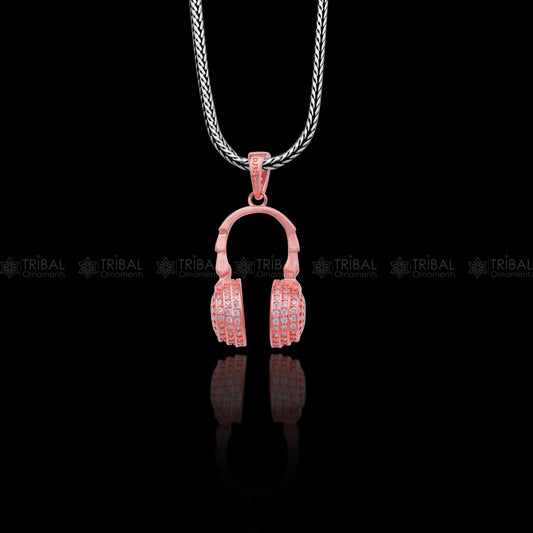 925 Sterling silver Head phones design rose gold polished pendant nsp953 - TRIBAL ORNAMENTS