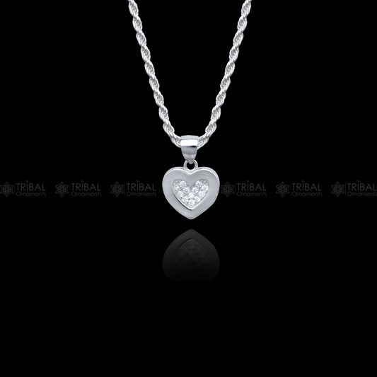 925 Sterling silver Heart shape diamond cubic zirconia stone pendant set nsp976 - TRIBAL ORNAMENTS