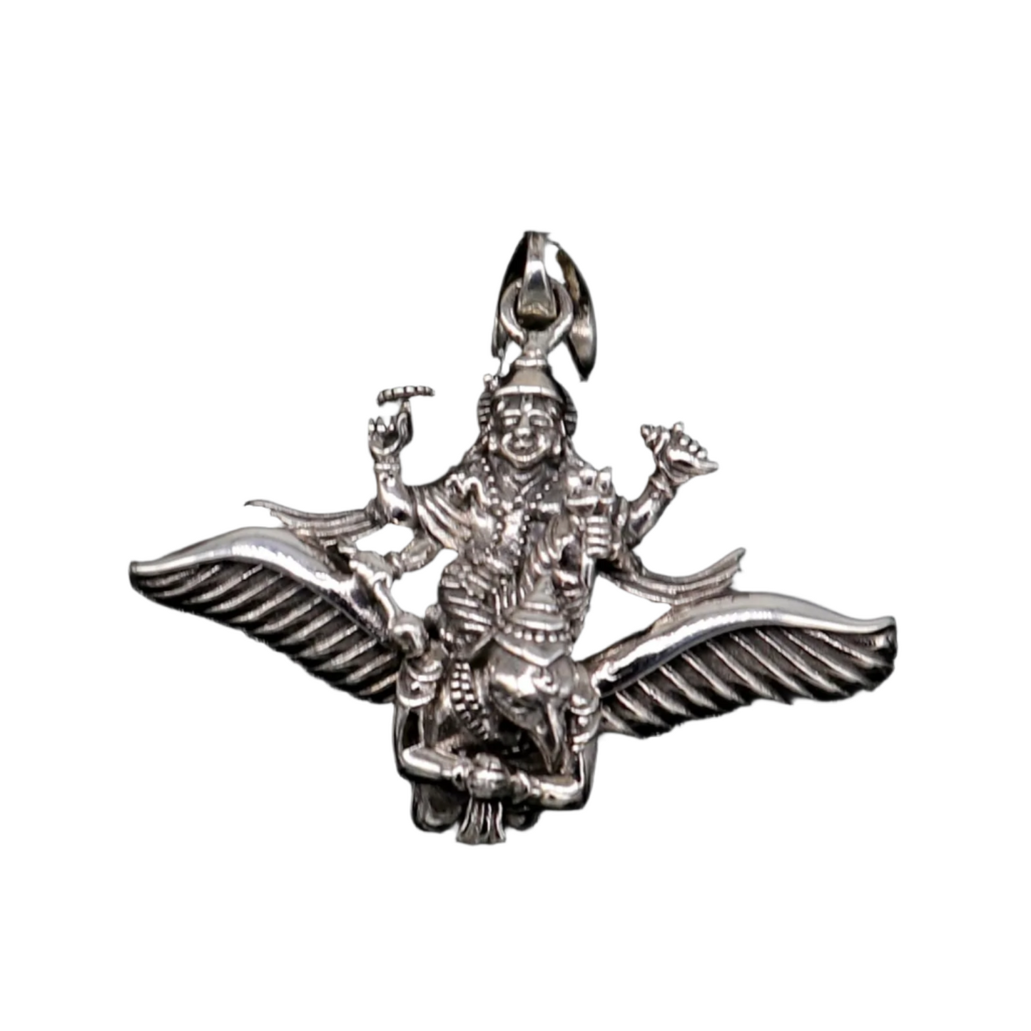 925 sterling silver Hindu idol Lord Vishnu with Garuda pendant, excellent stunning unisex locket pendant customized divine jewelry ssp516 - TRIBAL ORNAMENTS