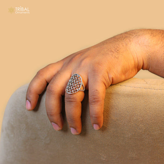 925 sterling silver lattice dome design ring men's Jewelry sr755 - TRIBAL ORNAMENTS