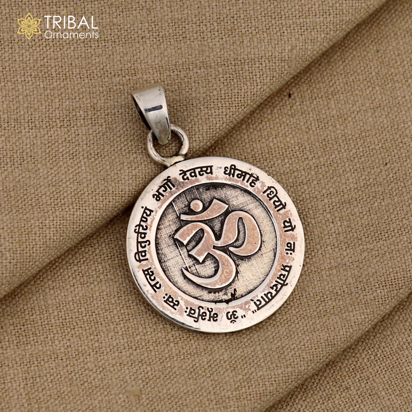 925 Sterling silver lord shiva mantra om design pendant tribal ethnic jewelry nsp1067 - TRIBAL ORNAMENTS