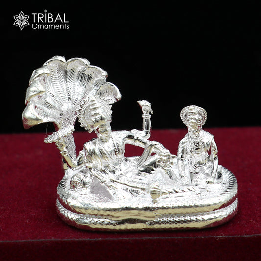 925 sterling silver lord Vishnu Narayana with lakshmi statue or Murti art art838 - TRIBAL ORNAMENTS